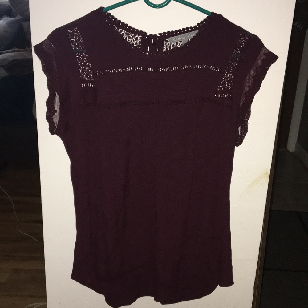 Dark maroon lace Daniel Rainn blouse